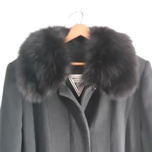 Marvin Richards black lambswool long dress coat